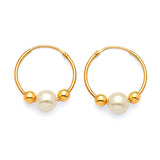 Hoop Earrings with Pearl in 14K Gold