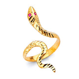 Red CZ Snake Ladies Ring in 14K Gold