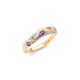 Red CZ Heart Kids Ring in 14K Two-Tone Gold