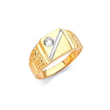 White CZ Kids Ring in 14K Two-Tone Gold