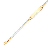 6" inch Figaro Kids ID Bracelet In 14K Gold