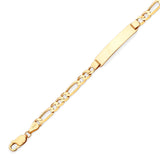 6" inch Figaro Kids ID Bracelet In 14K Gold