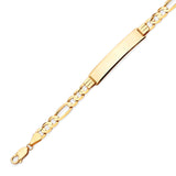 6" inch Figaro Kids ID Bracelet In 14K Gold