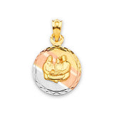 Baptism Kids Pendant in 14K Tri-Color Gold