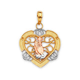 First Communion Kids Pendant in 14K Tri-Color Gold