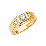 White CZ Fancy Mens Ring in 14K Gold