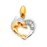 Dolphin Ladies Pendant in 14K Two-Tone Gold