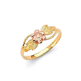 Flower Ladies Ring in 14K Two-Tone Gold