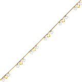 Adjustable 9"-10" Heart Charm Anklet in 14K Two-Tone Gold