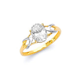 White CZ Ladies Ring in 14K Two-Tone Gold