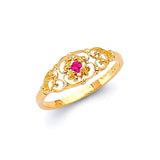 Red CZ Ladies Ring in 14K Gold