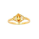 Yellow CZ Ladies Ring in 14K Gold