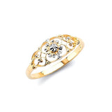 Flower Ladies Ring in 14K Two-Tone Gold