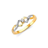 White CZ Ladies Ring in 14K Two-Tone Gold