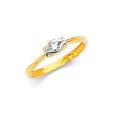 White CZ Ladies Ring in 14K Two-Tone Gold