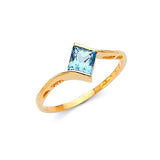 Blue CZ Ladies Ring in 14K Gold