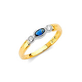 Blue & White CZ Ladies Ring in 14K Two-Tone Gold