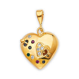 Multi-Color CZ Heart Ladies Pendant in 14K Gold