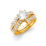 White CZ Two-Piece Pave Engagement Ring in 14K Gold