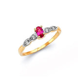 Red & White CZ Ladies Ring in 14K Two-Tone Gold