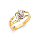 Purple & White CZ Ladies Ring in 14K Two-Tone Gold