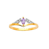 Purple & White CZ Ladies Ring in 14K Two-Tone Gold