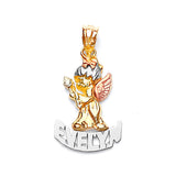 Angel Personalized Kids Pendant in 14K Tri-Color Gold