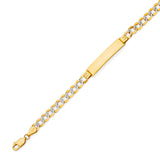 6" inch Cuban Kids ID Bracelet In 14K Two-Tone Gold