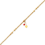 Adjustable 9"-10" Heart Charm Anklet in 14K Gold