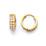 Huggie Earrings with White CZ in 14K Gold