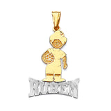 Personalized Kids Pendant in 14K Two-Tone Gold