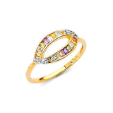 Multi-Color CZ Ladies Ring in 14K Gold