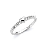 White CZ Heart Ladies Ring in 14K White Gold