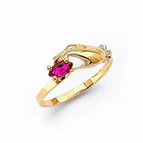 Red CZ Ladies Ring in 14K Gold