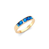 Blue CZ Channel Kids Ring in 14K Gold