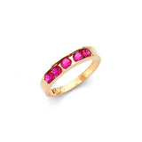 Red CZ Channel Kids Ring in 14K Gold