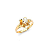 White CZ Flower Kids Ring in 14K Gold