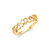 White CZ Heart Ladies Ring in 14K Gold