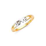 White CZ Heart Ladies Ring in 14K Two-Tone Gold