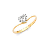 White CZ Heart Ladies Ring in 14K Two-Tone Gold