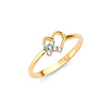 White CZ Heart Ladies Ring in 14K Gold