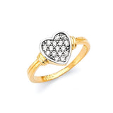 White CZ Heart Ladies Ring in 14K Two-Tone Gold