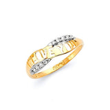 White CZ Ladies Ring in 14K Two-Tone Gold