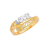 White CZ Heart Ladies Ring in 14K Two-Tone Gold