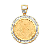 White CZ Mens Frame Pendant in 14K Gold