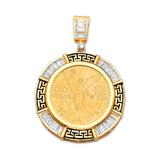 White CZ Mens Frame Pendant in 14K Gold