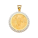 White CZ Mens Frame Pendant in 14K Gold