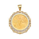 White CZ Mens Frame Pendant in 14K Gold