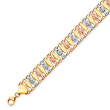 Fancy Ladies Ornate Bracelet In 14K Tri-Color Gold