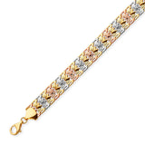 Fancy Ladies Ornate Bracelet In 14K Tri-Color Gold